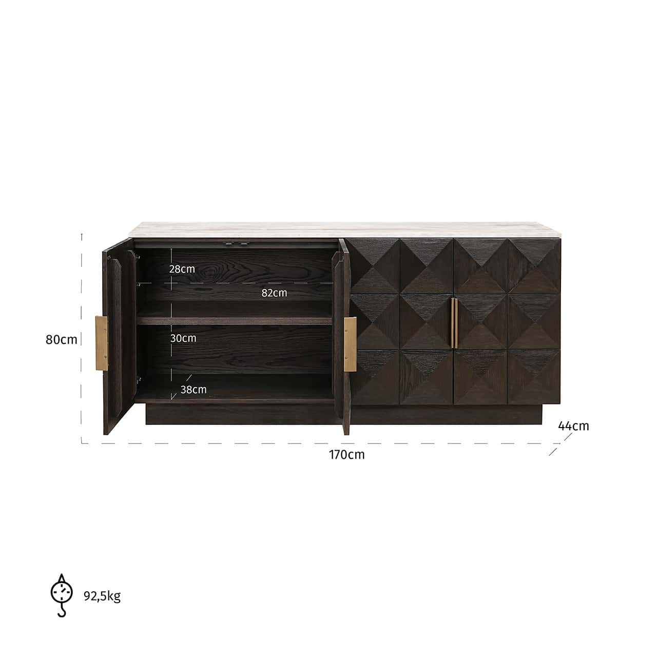 Sideboard Claremont 4-doors (Brown)